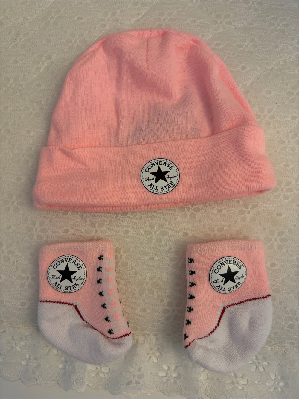 Converse Pink Infant Beanie and Sock Set